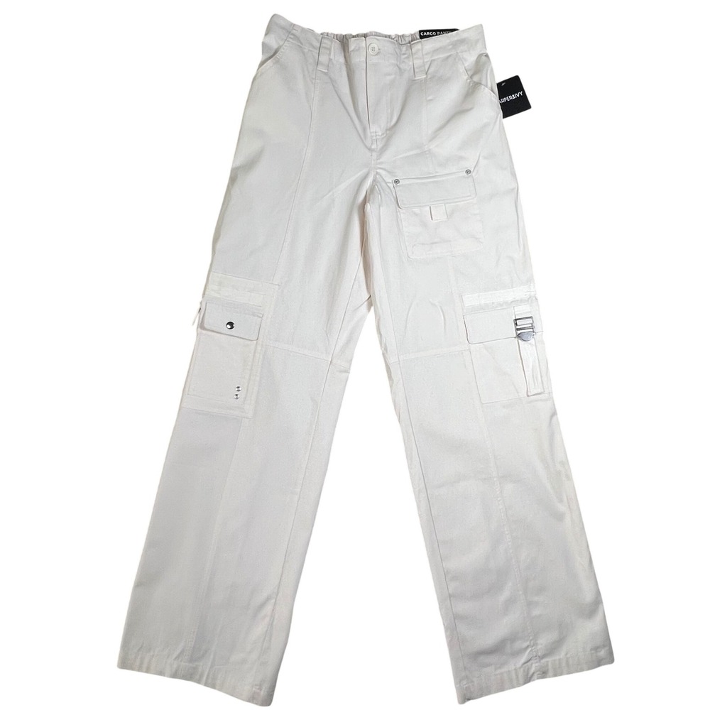 Harper & Ivy Womens‎ Off White Cotton Wide Leg Cargo Pants Size M NWT Gorpcore